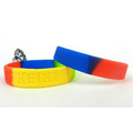 Debossed silicone bracelets with segmented base color